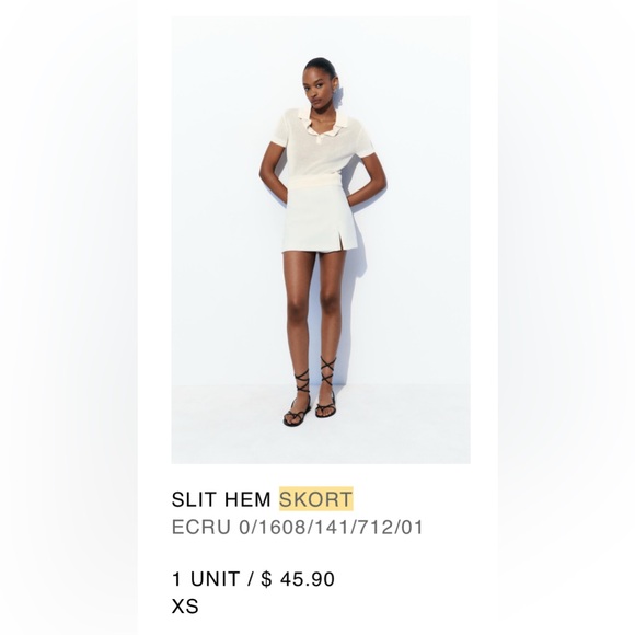 Zara Women's Ecru Skort - Picture 1 of 3
